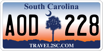 SC license plate AOD228