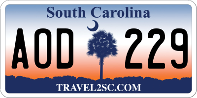 SC license plate AOD229