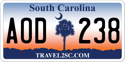 SC license plate AOD238