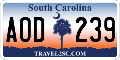 SC license plate AOD239