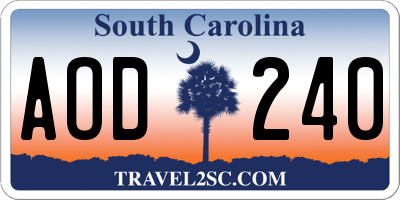 SC license plate AOD240