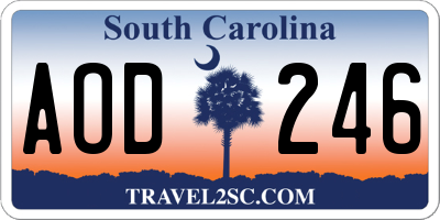 SC license plate AOD246