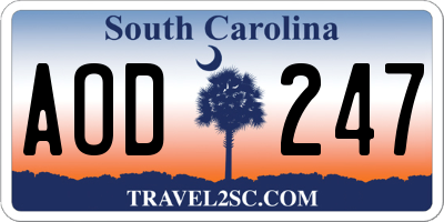 SC license plate AOD247