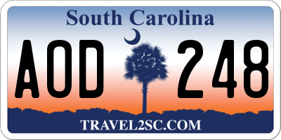 SC license plate AOD248