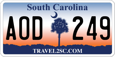 SC license plate AOD249