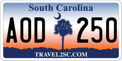 SC license plate AOD250
