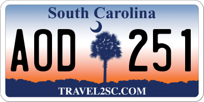 SC license plate AOD251