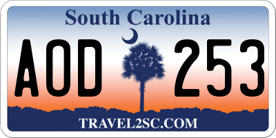 SC license plate AOD253