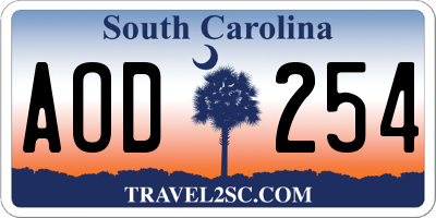 SC license plate AOD254