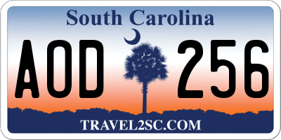 SC license plate AOD256