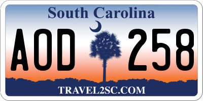 SC license plate AOD258