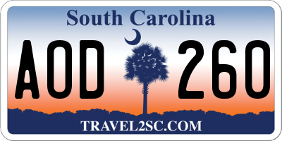 SC license plate AOD260