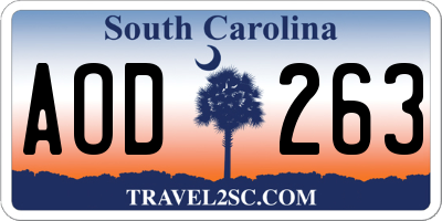 SC license plate AOD263