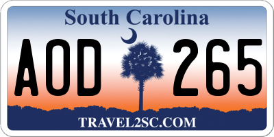 SC license plate AOD265