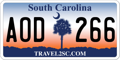 SC license plate AOD266