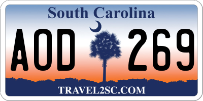 SC license plate AOD269