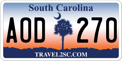 SC license plate AOD270