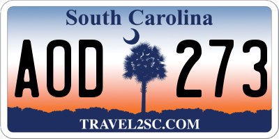 SC license plate AOD273