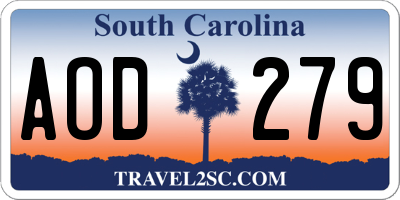 SC license plate AOD279
