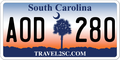 SC license plate AOD280