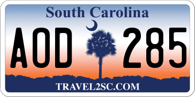 SC license plate AOD285
