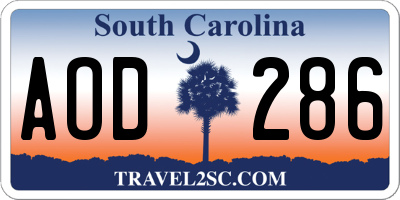 SC license plate AOD286