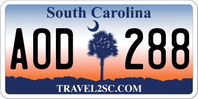 SC license plate AOD288