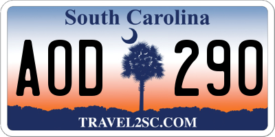 SC license plate AOD290