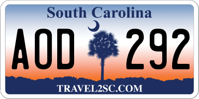 SC license plate AOD292