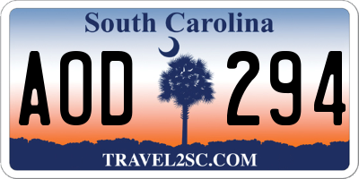 SC license plate AOD294