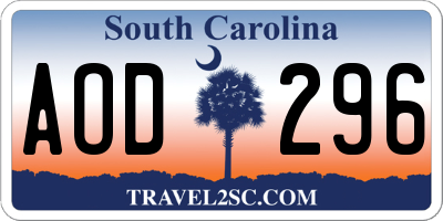 SC license plate AOD296