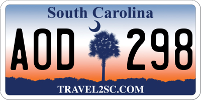 SC license plate AOD298