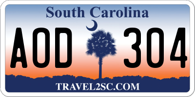 SC license plate AOD304