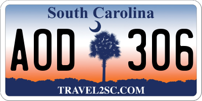 SC license plate AOD306