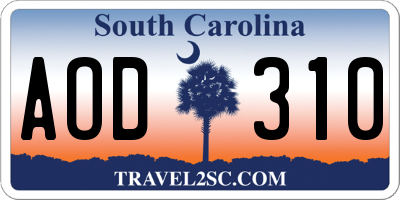 SC license plate AOD310