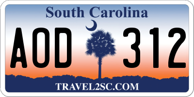 SC license plate AOD312