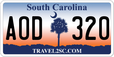 SC license plate AOD320