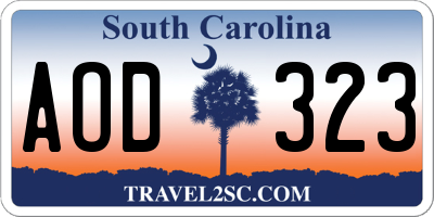 SC license plate AOD323