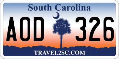 SC license plate AOD326