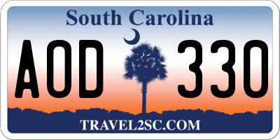SC license plate AOD330