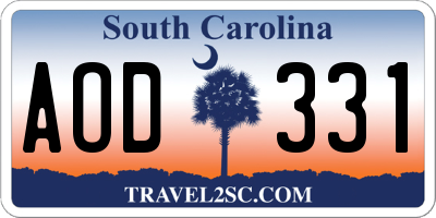 SC license plate AOD331