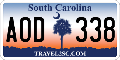 SC license plate AOD338