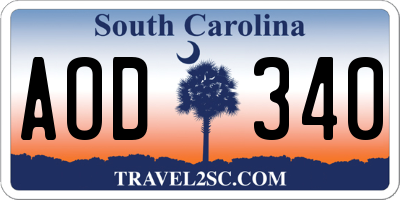 SC license plate AOD340