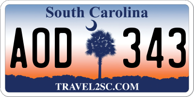SC license plate AOD343