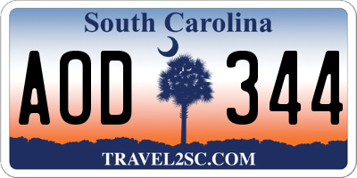 SC license plate AOD344