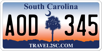 SC license plate AOD345