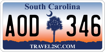 SC license plate AOD346