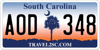 SC license plate AOD348