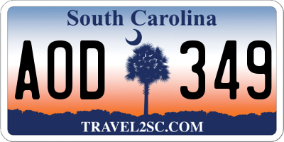 SC license plate AOD349