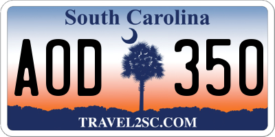 SC license plate AOD350
